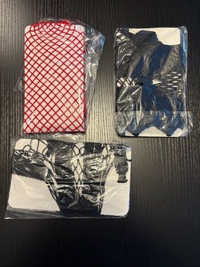 Body Rage Fishnet Stockings Bundle - 1 Red & 2 Black - Plus Size